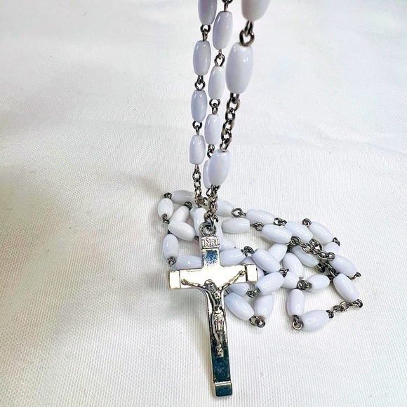 Rosary white and silver - Picture 2 of 5